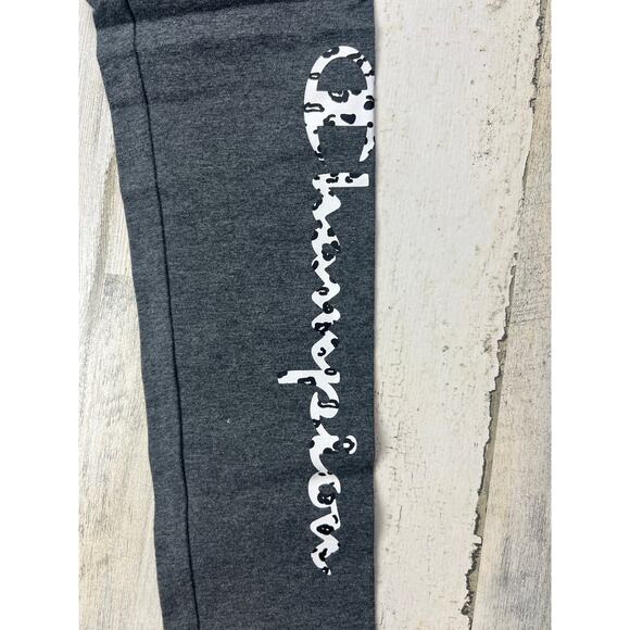 Champion Graphic Print Logo Granite Heather Gray Leggings | Girls Medium - Picture 4 of 9